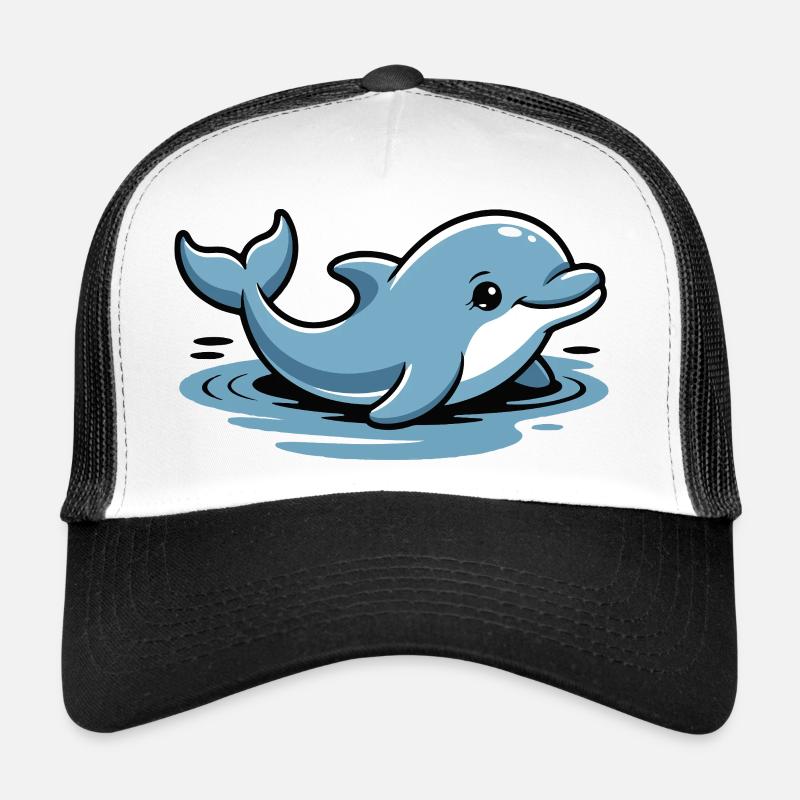 Vagues de dessins animés du Dauphin Bleu Casquette trucker 