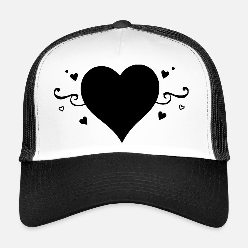 Black Heart Valentinstagsgeschenk - Trucker Cap - Weiß/Schwarz