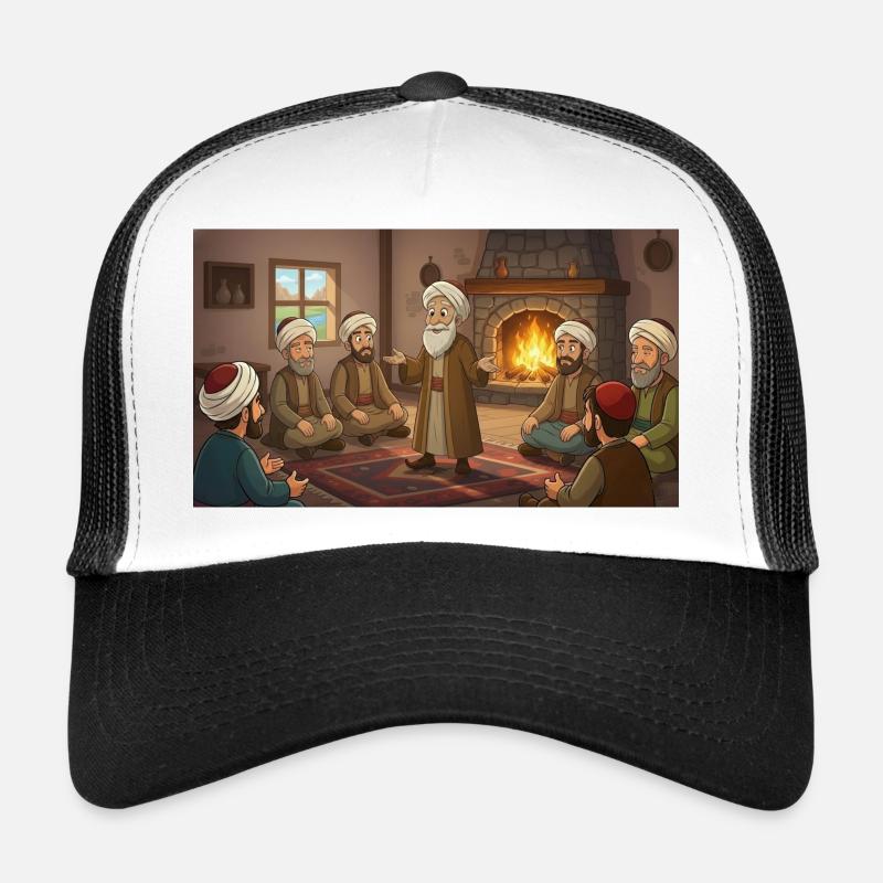 Wisdom by the fireplace: The wise narrator - Trucker Cap - white/black