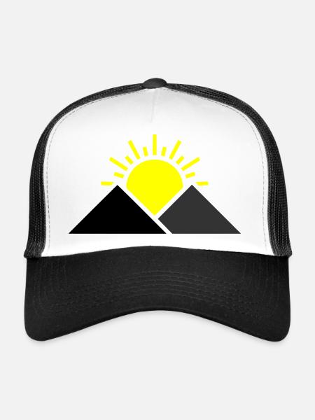 Sonne Berge Landschaft - Trucker Cap - Weiß/Schwarz - Vorne