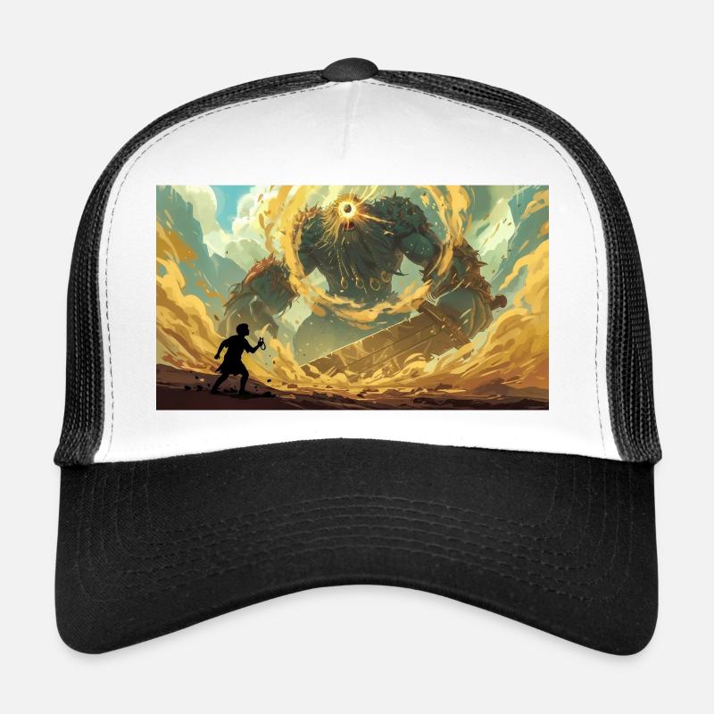 David contre Goliath : la pierre du berger frappe le géant Casquette trucker 