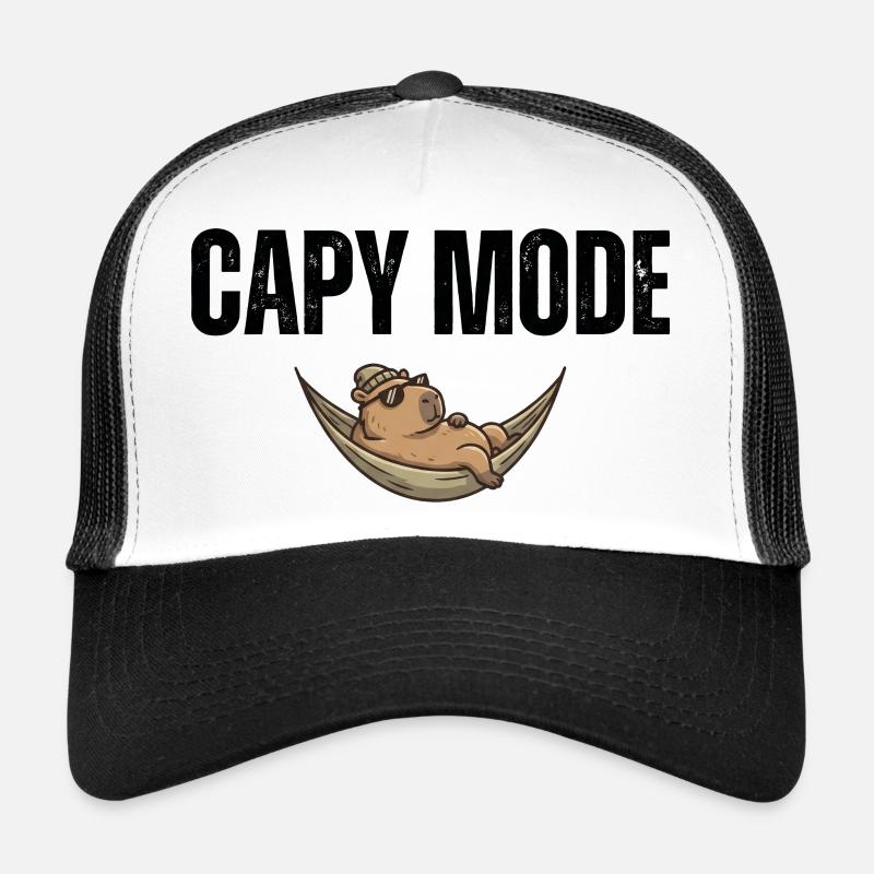 Capy Mode: Hängematten-Chill - Trucker Cap - Weiß/Schwarz