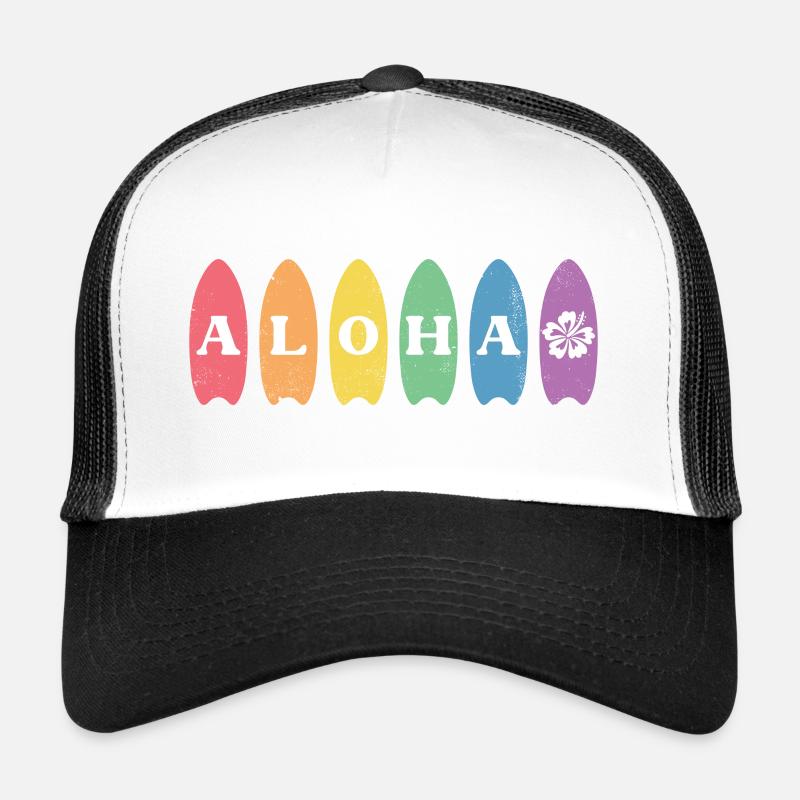 Rainbow Aloha Surfbrett Hawaii Sommer Trucker Cap