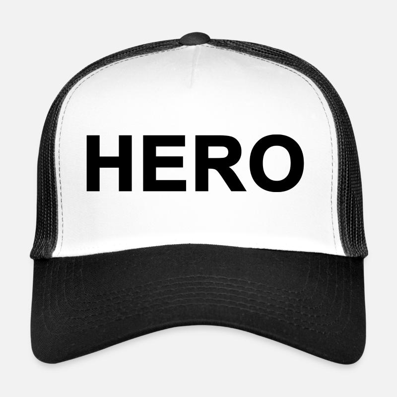 Großer fetter Held schwarzer Text. Trucker Cap