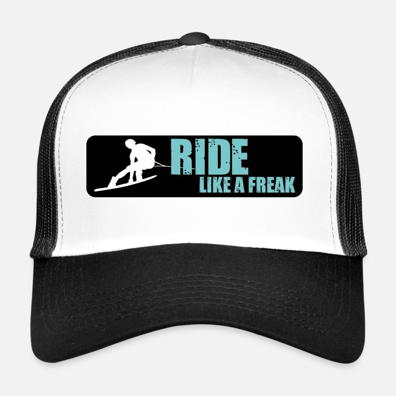 Ride like a freak Wakeboard Motiv Sprung Cablewake - Trucker Cap - Weiß/Schwarz