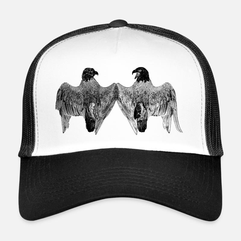 2 Bald eagles from behind, structure, black - Trucker Cap - white/black