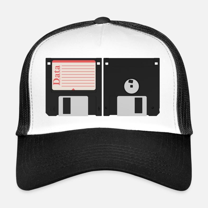 Disquette informatique - Casquette trucker  - blanc/noir