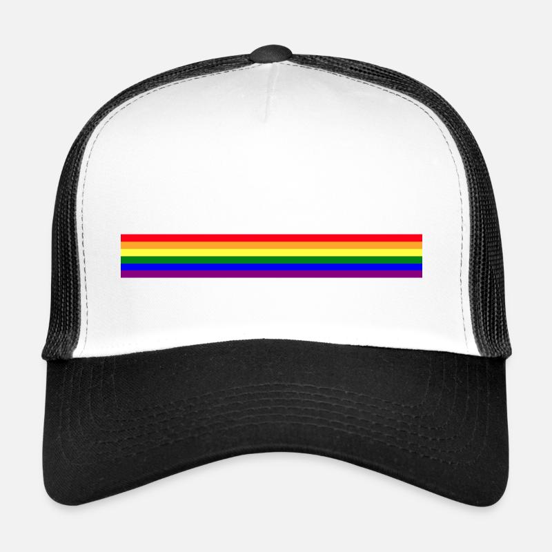 Regenbogenflagge als Streifen - Trucker Cap - Weiß/Schwarz