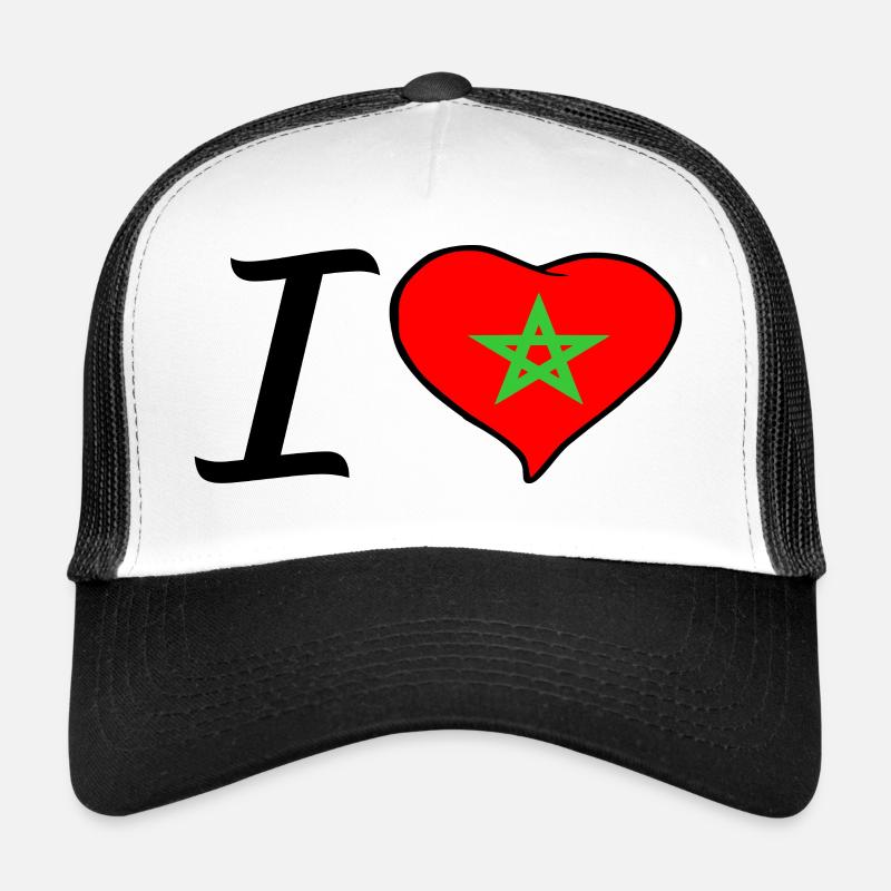 Ich Liebe Marokko Herz - Trucker Cap - Weiß/Schwarz