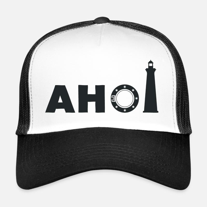 Hinter'm Leuchtturm heißt's "Ahoi" - Trucker Cap - Weiß/Schwarz