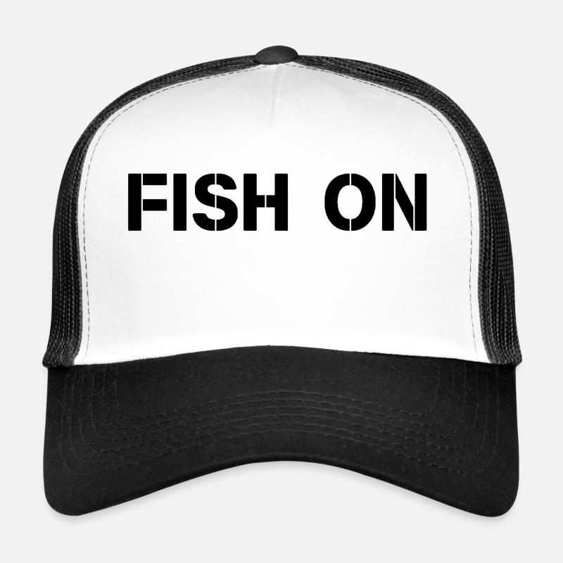 fish on schrift schwarz - Trucker Cap - Weiß/Schwarz