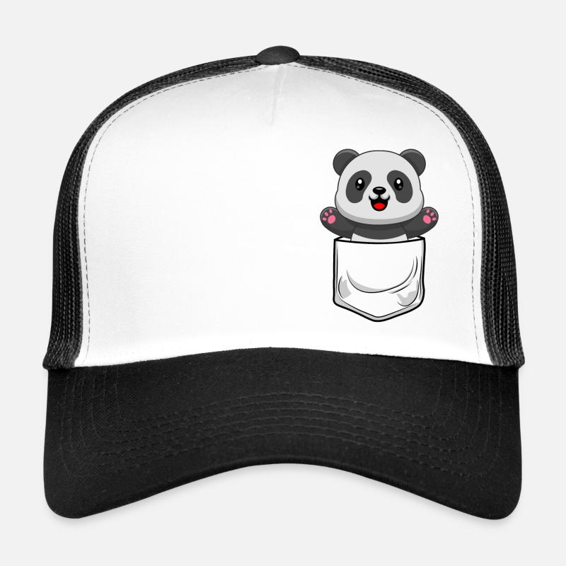 Panda Bär in Brusttasche Hemdtasche Pocket Trucker Cap