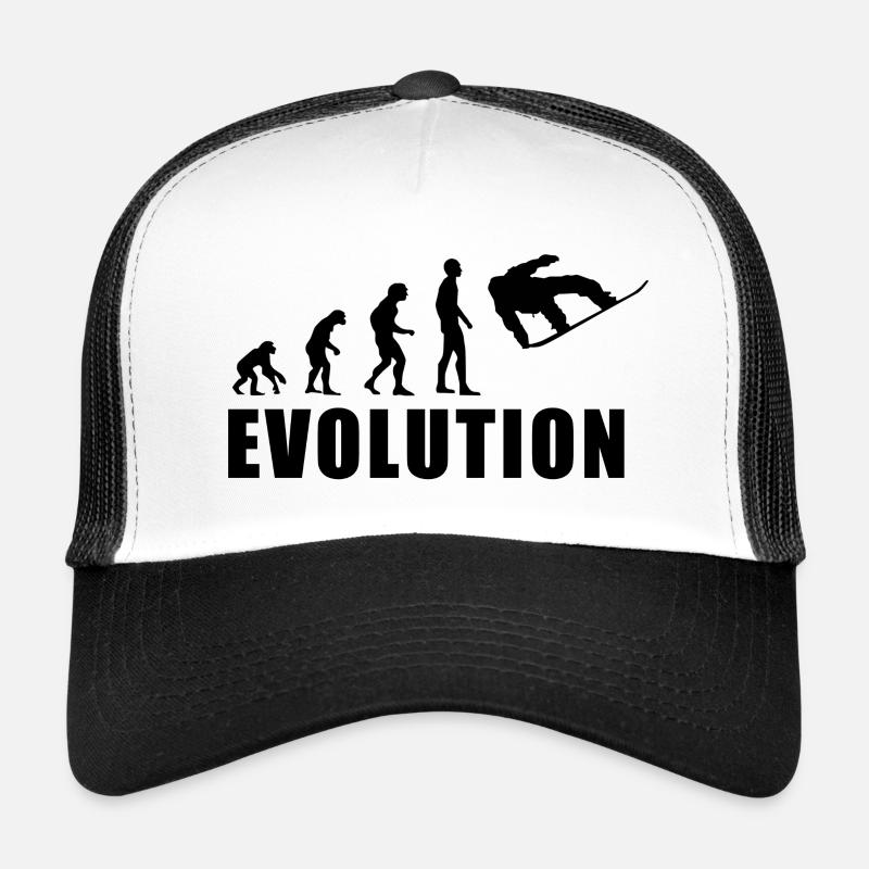 EVOLUTION SNOWBOARD Schnee Winter Geschenk - Trucker Cap - Weiß/Schwarz