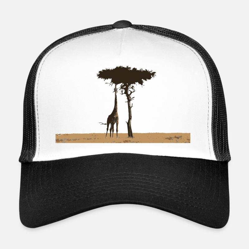 Giraffe and tree in the african savane - Trucker Cap - white/black