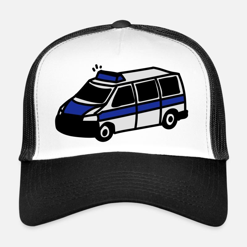 Polizeiwagen - Trucker Cap - Weiß/Schwarz
