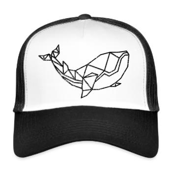Geometrische Wal-Linienzeichnung - Trucker Cap - Weiß/Schwarz - Vorne