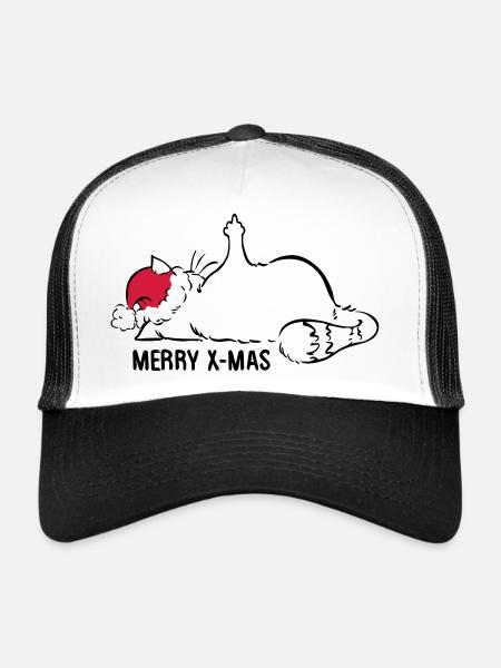 Cat Nö No Nope Middle Finger Christmas - Trucker Cap - white/black - Front