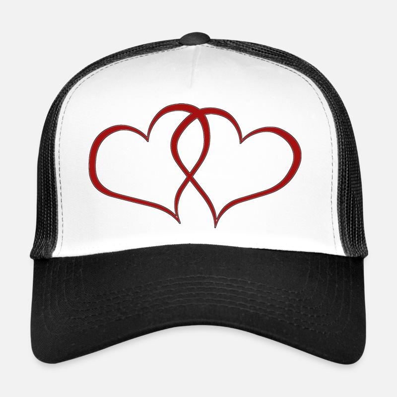 zwei rote Herzen - Trucker Cap - Weiß/Schwarz