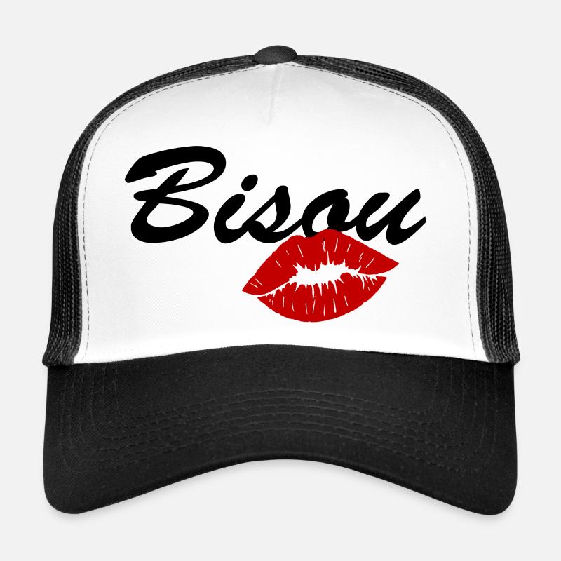 bisou / amour bébé / saint valentin - Casquette trucker  - blanc/noir