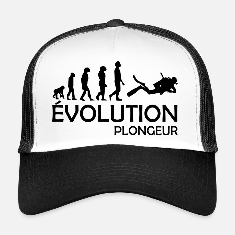 évolution plongeur / humour plongeur - Casquette trucker  - blanc/noir