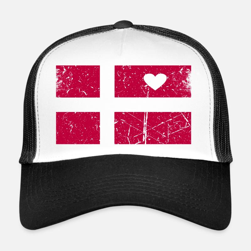 Herzflagge Dänemark Widmung - Trucker Cap - Weiß/Schwarz