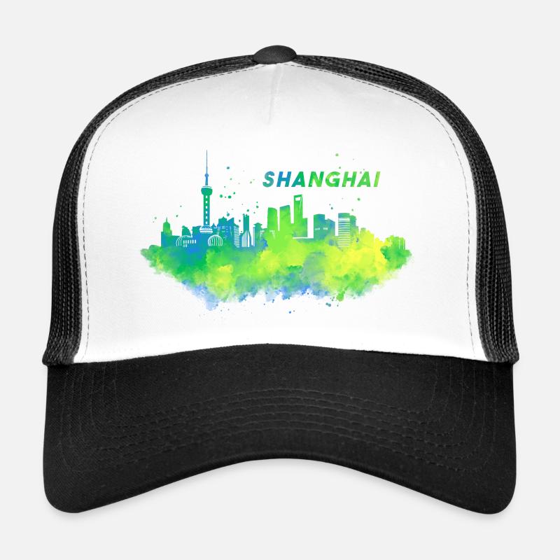 Skyline Shanghai in China - Trucker Cap - white/black