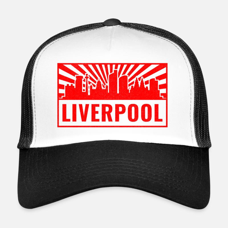 Liverpool Skyline in Red Rays Trucker Cap