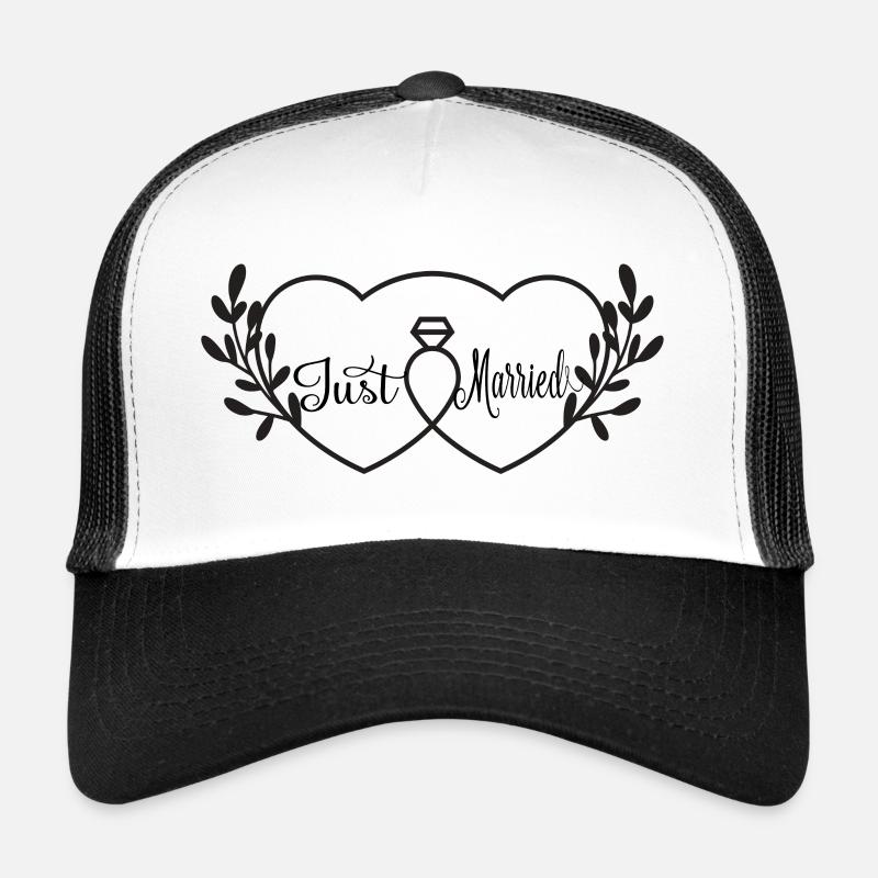 Verschlungene Herzen & Ring - Just Married Trucker Cap