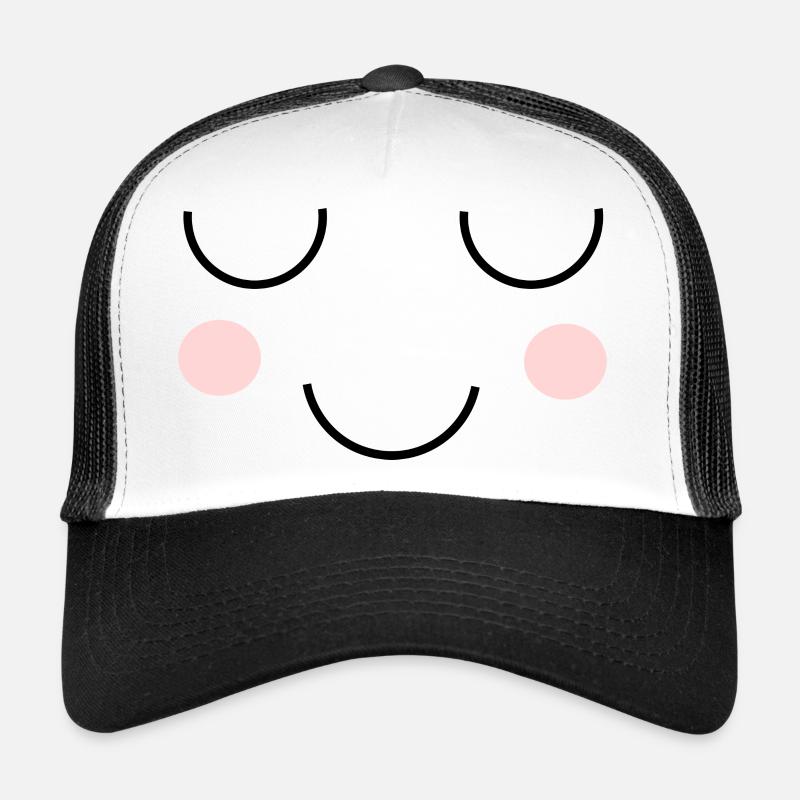 Kawaii Gesicht - Trucker Cap - Weiß/Schwarz