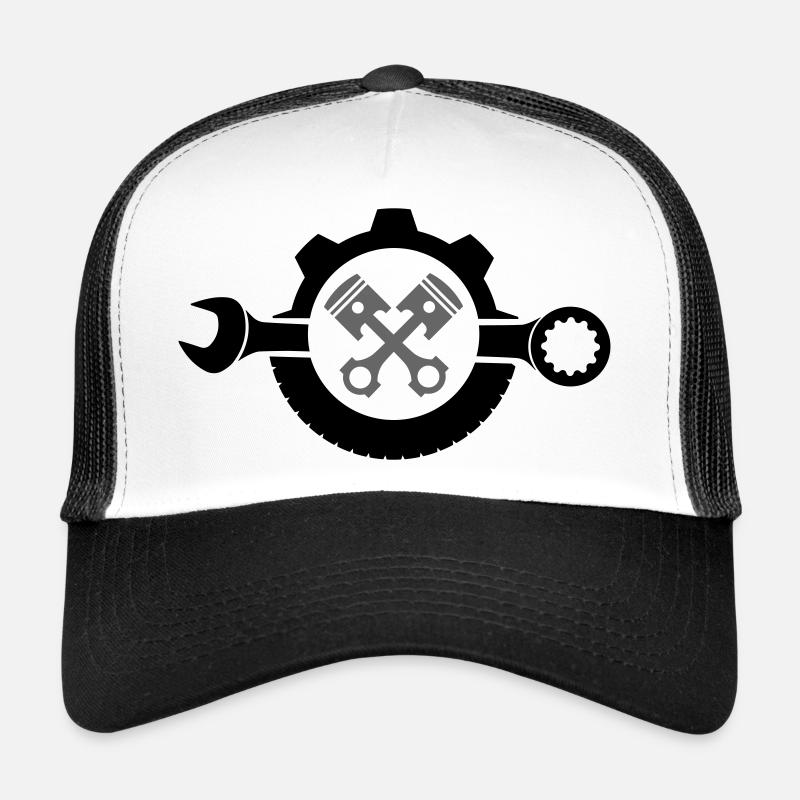 Piston moteur croisé avec clé à engrenages Casquette trucker 