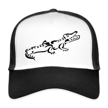Krokodil schwarz - Trucker Cap - Weiß/Schwarz - Vorne