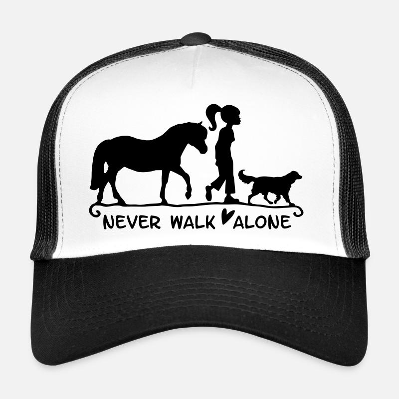never walk alone - mit Pferd und Hund - Trucker Cap - Weiß/Schwarz