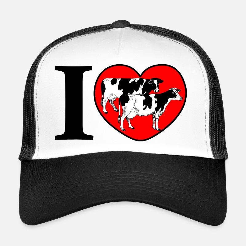 Vaches noires et blanches dans le cœur Casquette trucker 