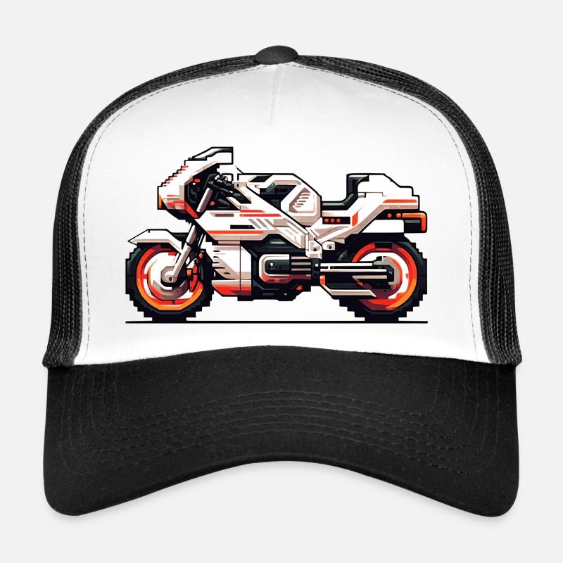 Machine de course de moto comme vecteur 8 bits Casquette trucker 