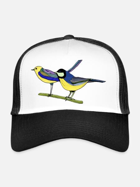 Oiseaux - Casquette trucker  - blanc/noir - Devant