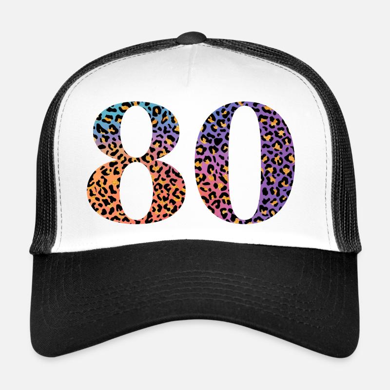 80e anniversaire léopard - Casquette trucker  - blanc/noir