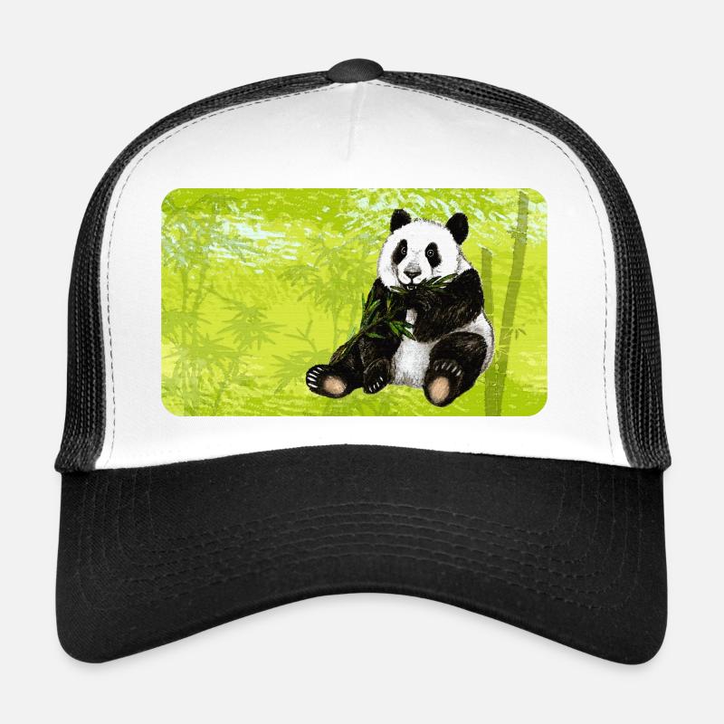 Ours panda mignon avec bambou dans la forêt de bambous Casquette trucker 