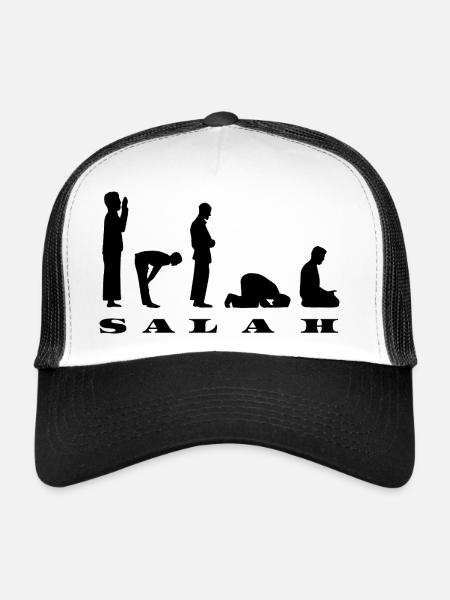 Salah Prayer Silhouette Design - Trucker Cap - white/black - Front