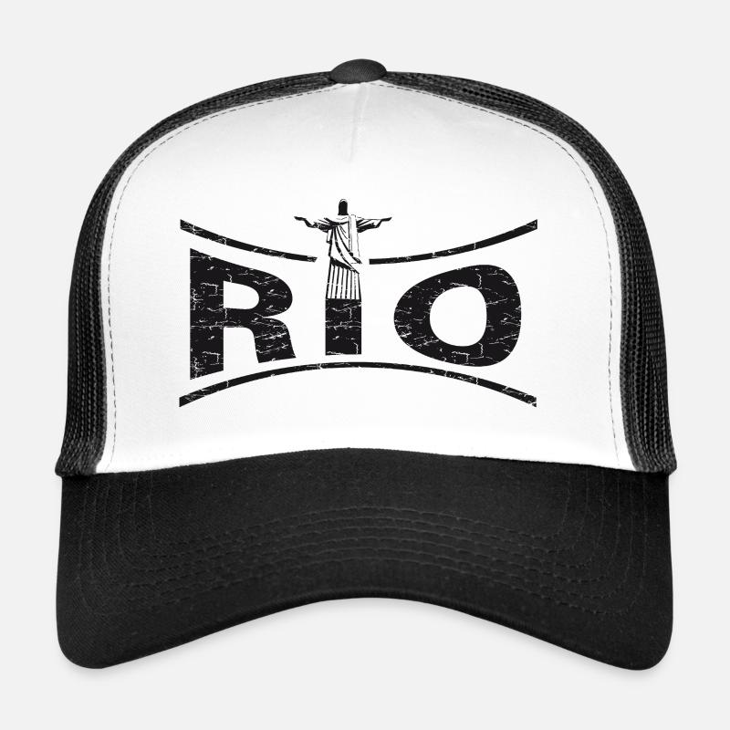 RIO avec Jésus - Brésil - Casquette trucker  - blanc/noir