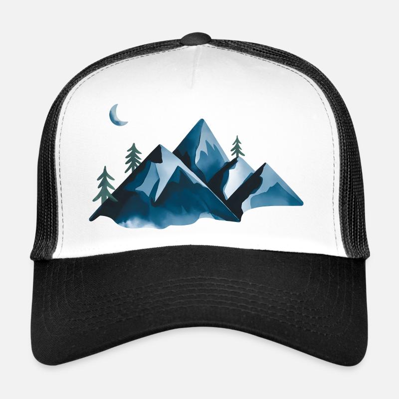 Paysage de montagne au clair de lune Casquette trucker 
