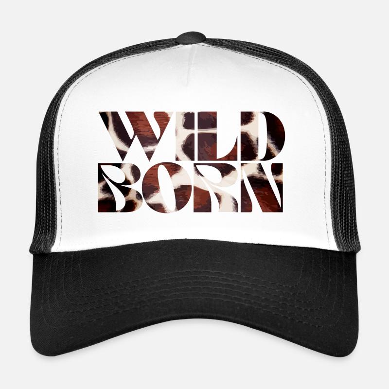 Wild Born Kuh Textur Druck Typografie Trucker Cap