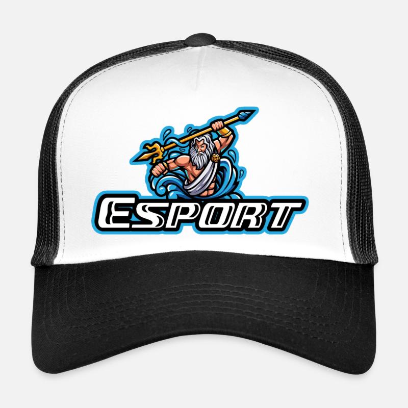 E-Sport-Helden Poseidon und Dreizack - Trucker Cap - Weiß/Schwarz