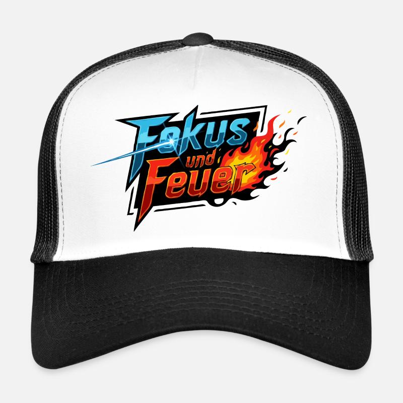 Focus and Fire: Flames Sword Trucker Cap