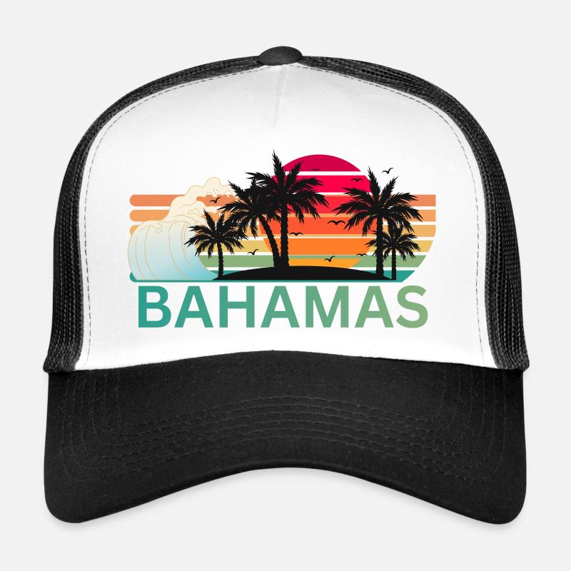 Bahamas Sunset Palm Silhouette Trucker Cap