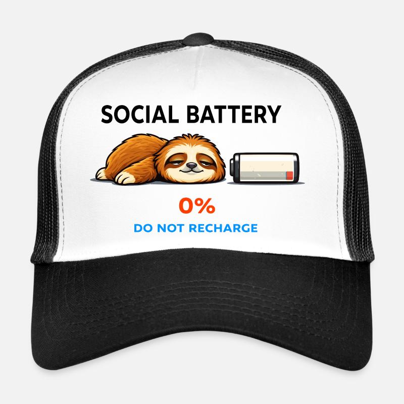 Sleepy Sloth 0% Do Not Recharge - Trucker Cap - white/black