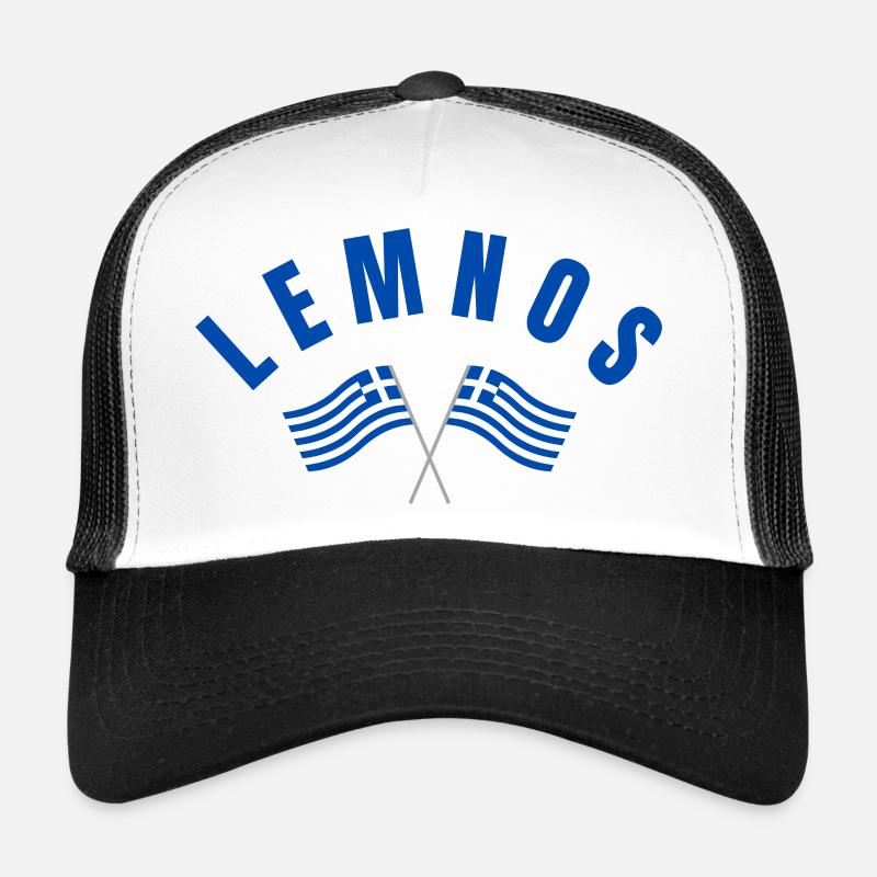 Lemnos Drapeaux Grecs Traversés Casquette trucker 