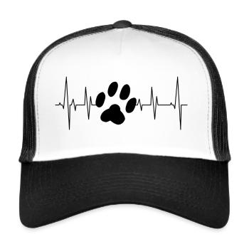 Herzschlag Hund Pfote - Trucker Cap - Weiß/Schwarz - Vorne