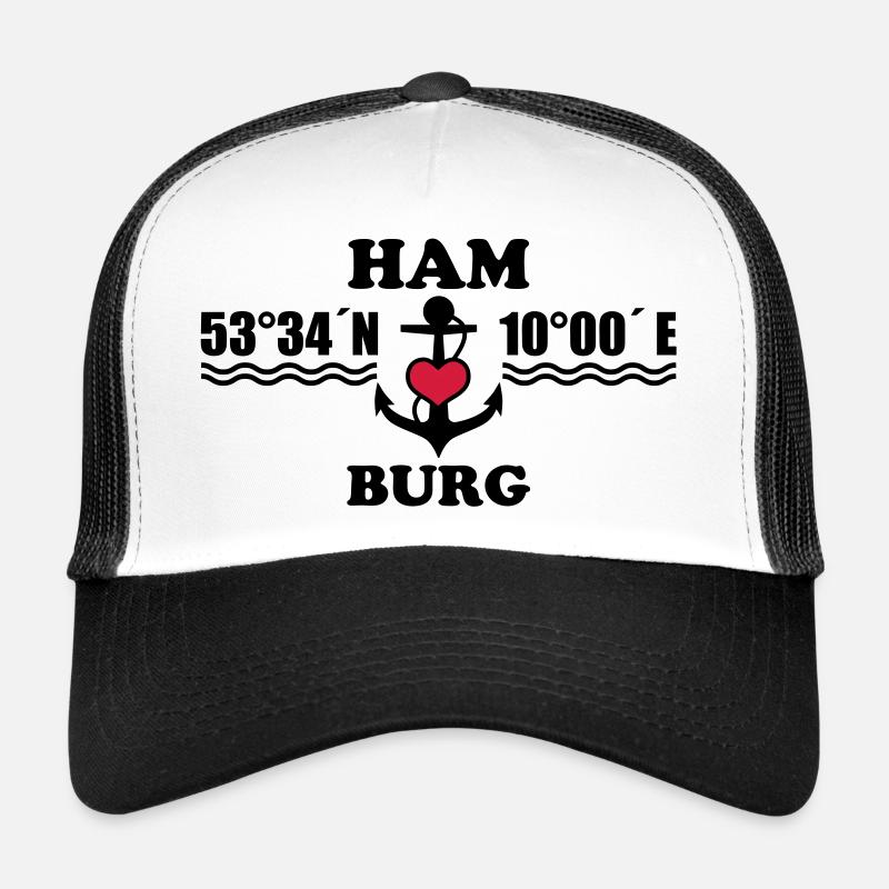 Hamburg coordinates anchor 2c B - Trucker Cap - white/black