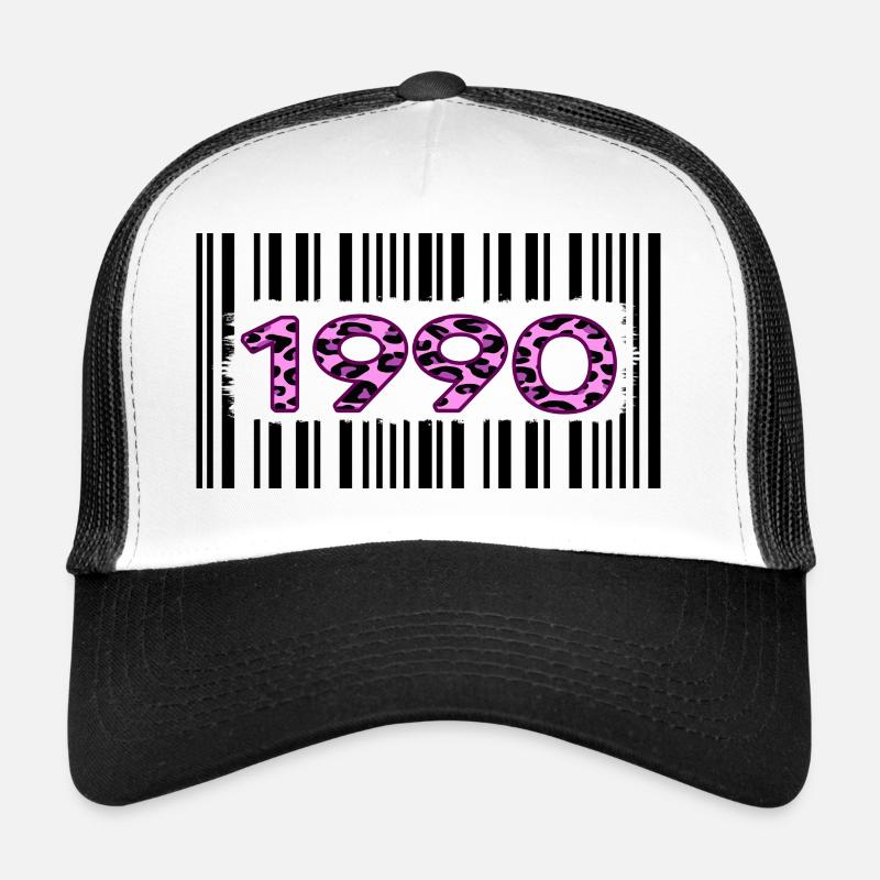1990 geburtstag barcode rosa leopard retro party Trucker Cap