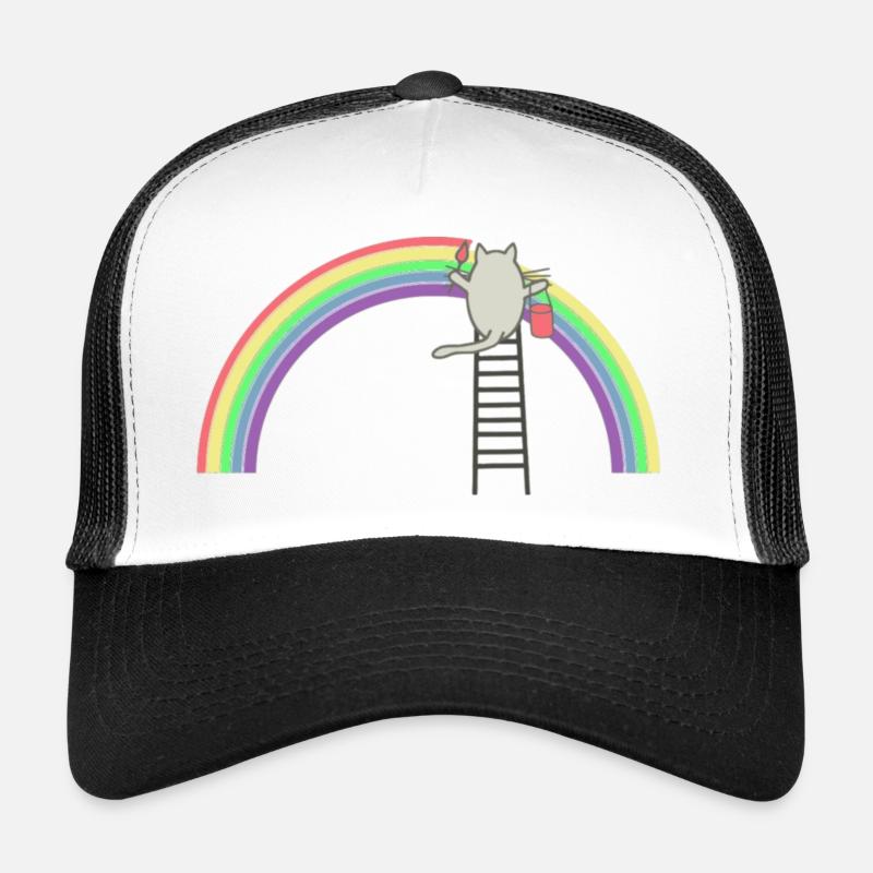 Regenbogen - Trucker Cap - Weiß/Schwarz